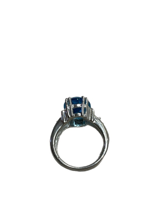 Sterling and blue topaz-like stone ring Size 6.75 - image 6