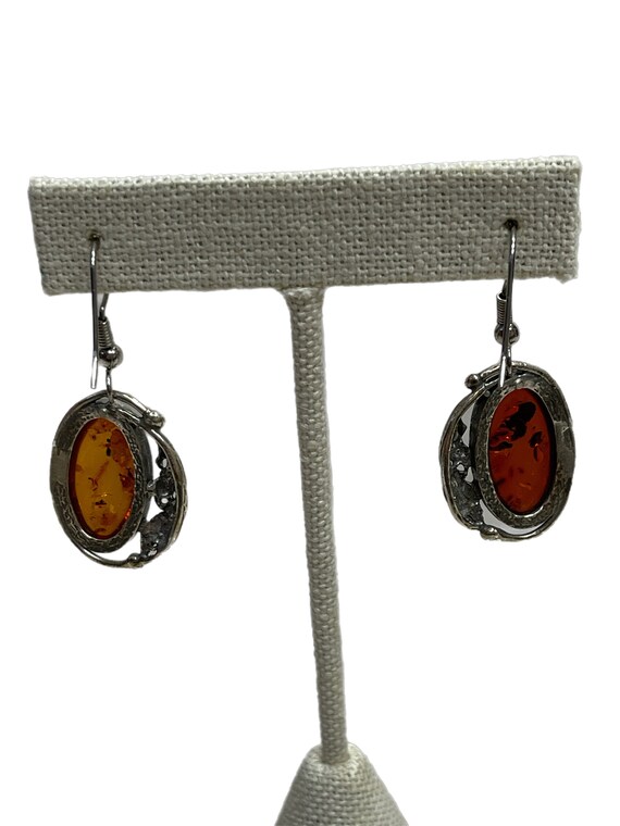 Oval amber dangle earrings - image 4