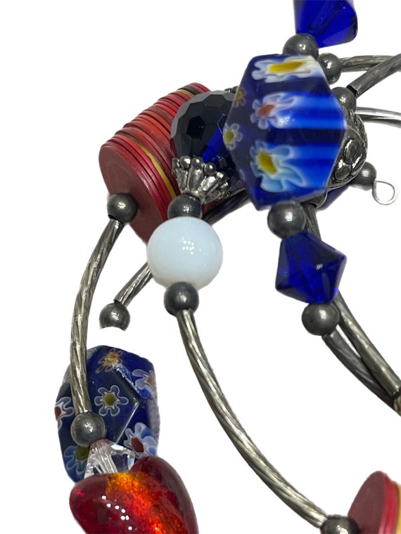 Kenyan red, white, and blue multi-beaded wrap bra… - image 2