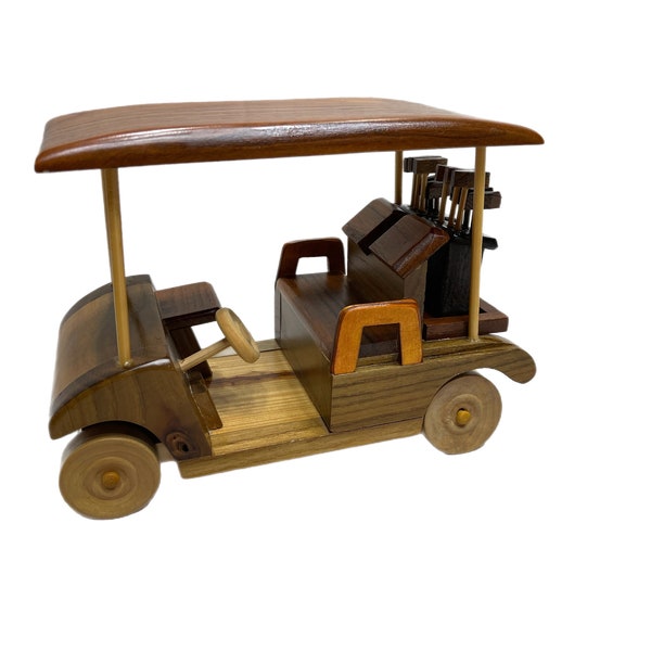 Multi-wood golf cart folk art