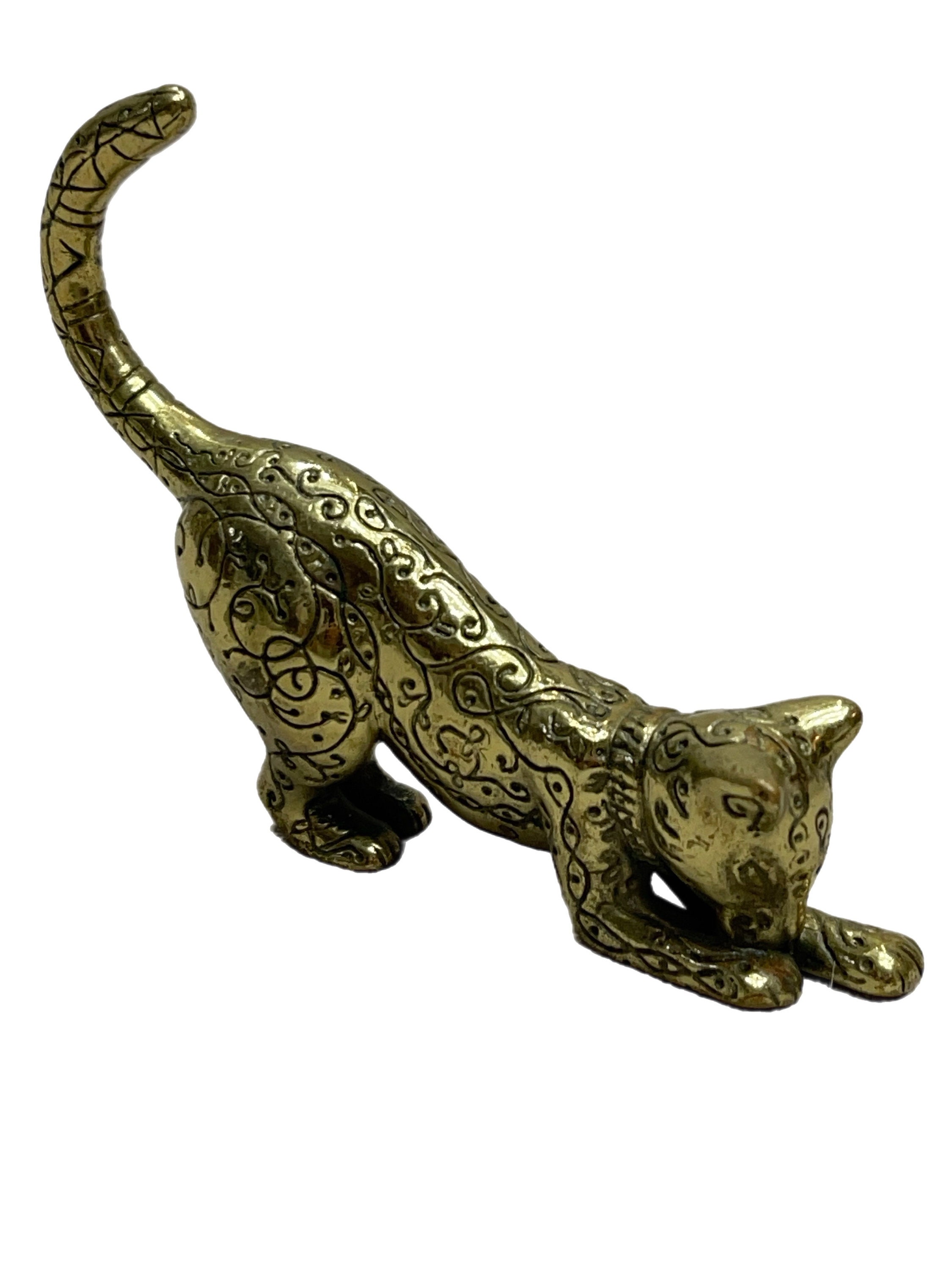 1986 the Franklin Mint (TFM) Ornate Brass Cat - Etsy