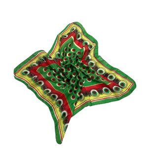 Green and yellow with red flowers silk scarf