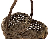 Heart-shaped woven grapevine basket, Valentine's decor