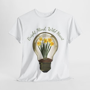 Daffodil Light Bulb T-Shirt | Whimsical Light Bulb Tee | Cute Nature Shirt | Soft Cotton | AB Creative Studio