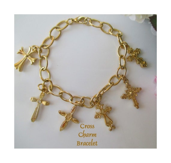 gold bracelet with cross charm