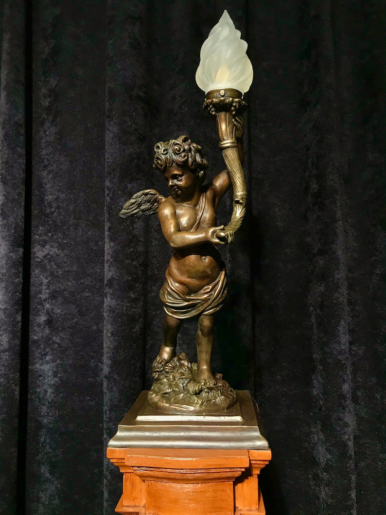 21 Bronze Titanic Cherub Lamp Etsy