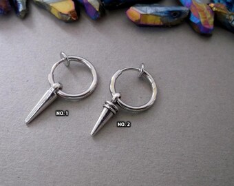 Spike Clip-on Earrings: Goth Industrial Non Pierced Jewelry