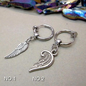 Silver Wing Clip-on Earring: Non Pierced Amulet, Men&#39;s Gift