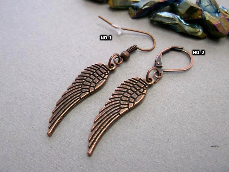 One Wing dangle Copper wing Metal wing earring Small copper wing simple men wing copper men wing symbol wing men copper wing Men wing