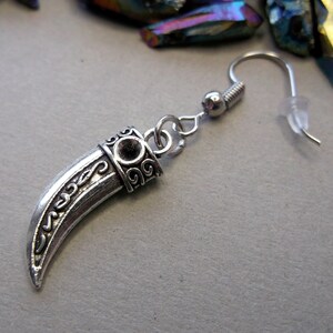 thumbnail interactive-video image 1 of UNOde50 Retired Silver Plated & Black Horn Statement Dangle Earrings - 2.5" Drop, Screw Back 1 of 6