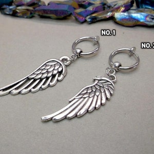 Silver Angel Wing Clip-on Earring: Non Pierced Amulet
