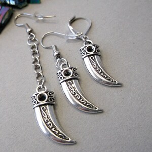Uno De 50, retired, 925 S 2.5 Drop Dangle Black Horn Statement