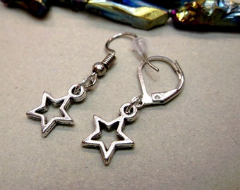 Silver Star Dangle Earring: Celestial Jewelry, For Men