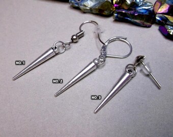 Silver Spike Dangle Earring: Goth Industrial Jewelry