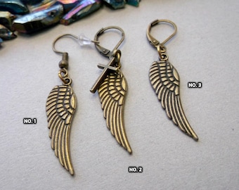 Brass Wing Earring: Men's Dangle, Protective Jewelry