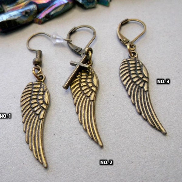 One wing earring, Men wing dangle, wing men, wing dangle, boyfriend gift, for men, for him, wing gift, brass wing, wing earring symbol wing