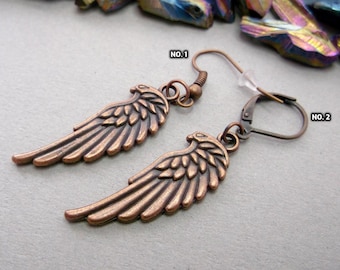 Copper Angel Wing Earring: Men's Dangle Earring