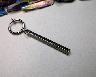 Gunmetal Bar Clip-On Earring: Non Pierced Unisex Style