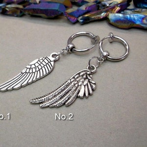 Silver Wing Clip-on Earring: Non Pierced Amulet, Men&#39;s Gift