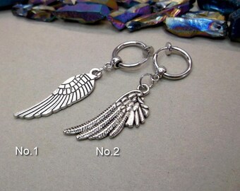 Silver Wing Clip-on Earring: Non Pierced Amulet, Men's Gift