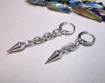 Silver Spike Dangle Earring: Unisex Punk Style
