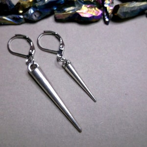 Metal spike dangle, steel spike men, spike goth dangle, little spike gift, unisex spike, one spike earring, cone men dangle, cool men dangle
