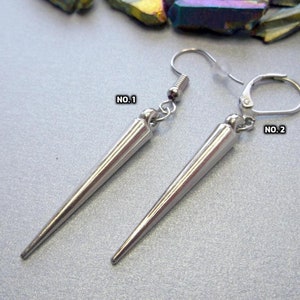 Silver spike dangle, acrylic spike men, spike men dangle, little gift, silver men dangle, spike earring, cone men dangle, cool men dangle