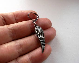Angel Wing earring, black wing earring, Gunmetal wing earring, for Men, men earring, Masculine earring, Men dangle, Men wing, Black men