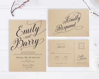 elegant wedding invitations etsy