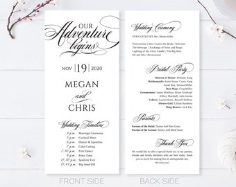Printed Wedding Programs Cheap Wedding Reception Timeline Etsy