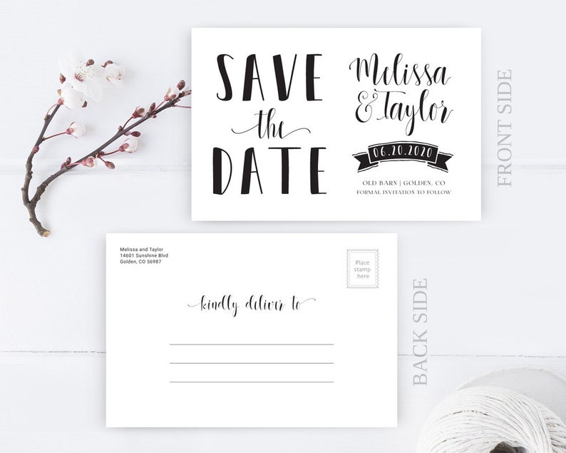 PRINTED Cheap Save the Date Postcards Printed on Premium Etsy
