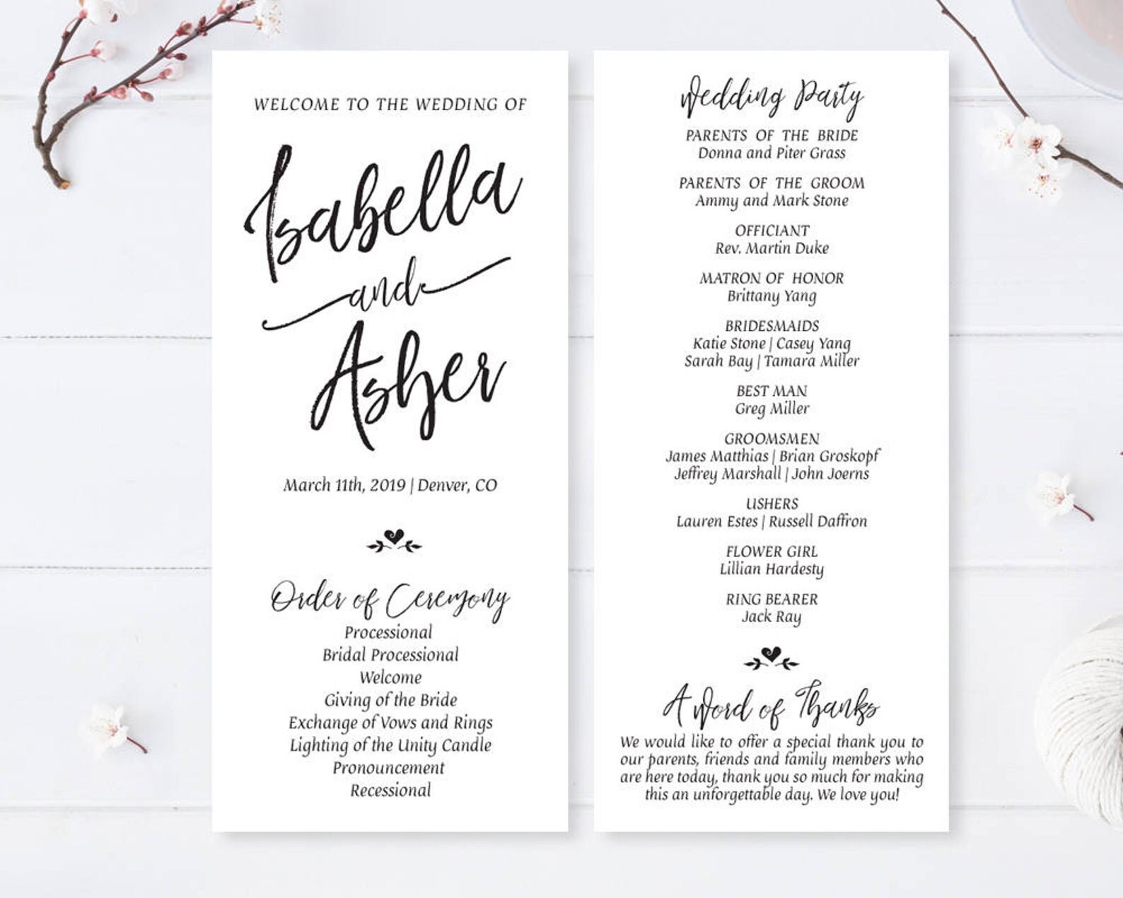 PRINTED / Cheap Wedding Programs / Elegant Wedding Program / Etsy