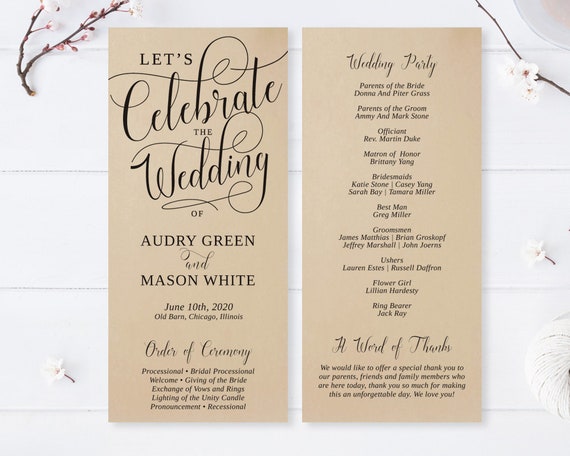 Printed Let S Celebrate Wedding Programs Printed On Etsy