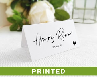 PRINTED wedding place cards with food icons  Table seating cards  Personalized tent cards  Wedding name card Folded  seating place card