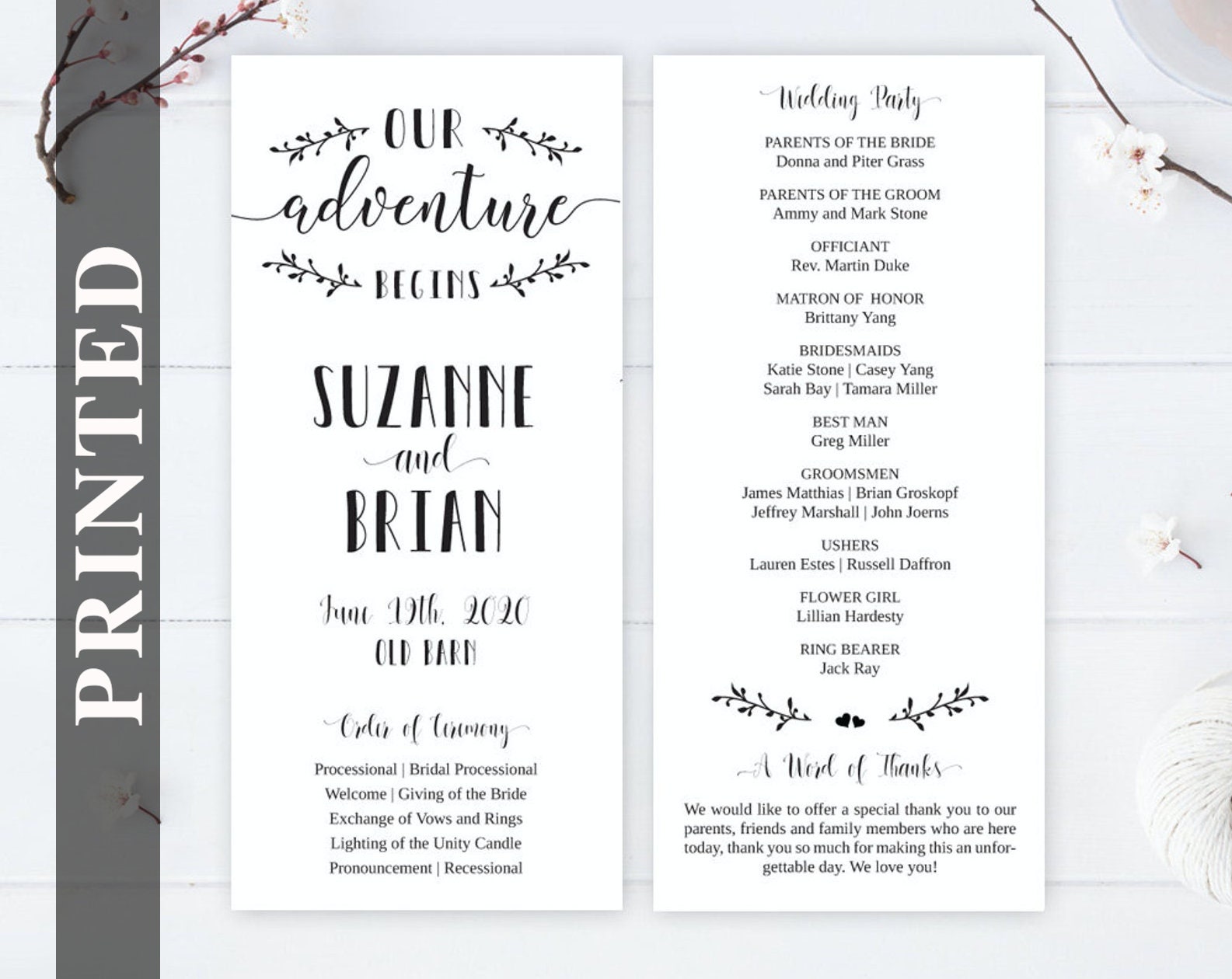 Cheap wedding programs printed on white premium paper / Etsy