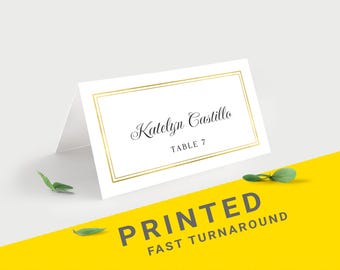Gold wedding place cards printed | Guest name seating cards | Placement cards | Wedding name cards folded