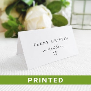 Wedding Anniversary place cards PRINTED with guest names | Table place cards with food icons | Seating cards folded | Wedding name cards