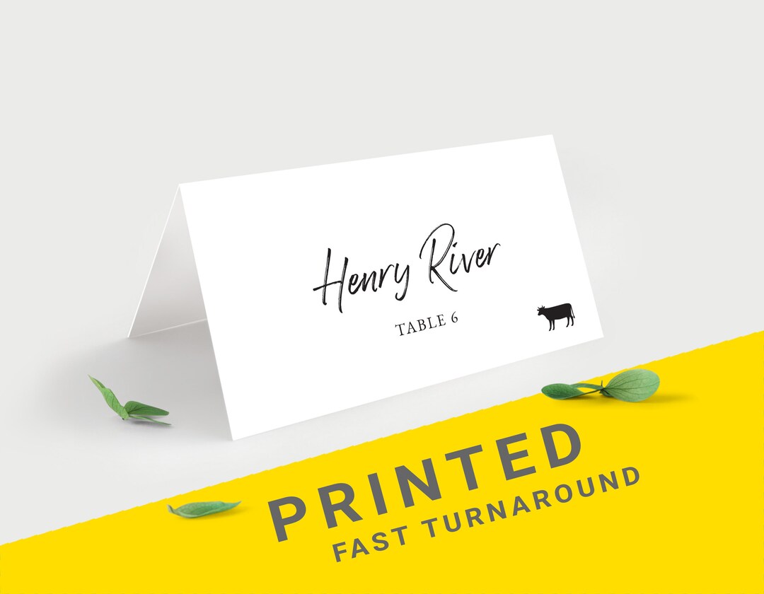 Wedding Place Name Cards Printing, Seating Placecards With Food Icons, Personalized Name ...