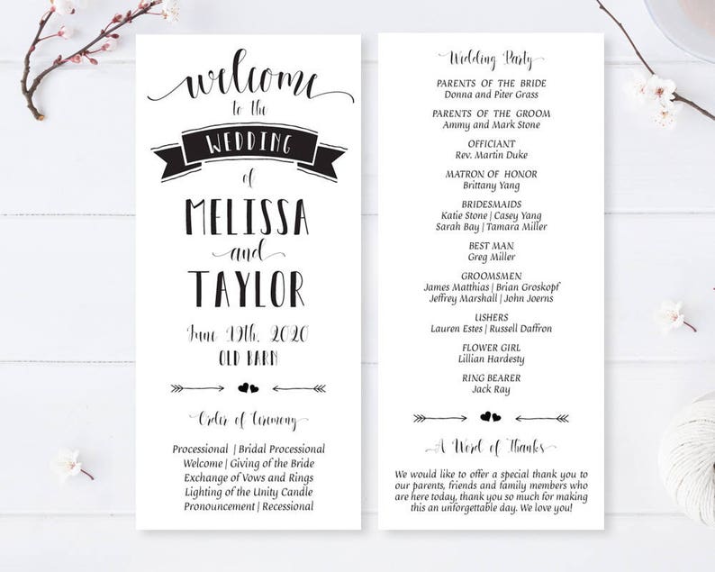 Printed Modern Programs For Wedding Cheap Wedding Programs Etsy