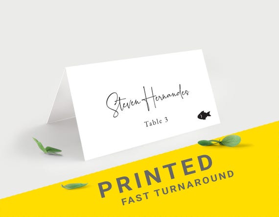 Name place cards, Wedding place cards with food icons,  Seating cards folded, Wedding name tags, table name cards