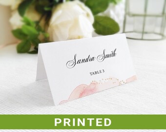 Pink wedding place names   Personalized table name cards   Wedding place names   Folded place card   Placement cards   Escort card