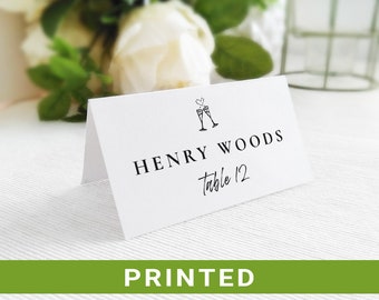 Place cards custom Wedding place cards folded  Placement cards with meal icons  Table name cards   Tent card