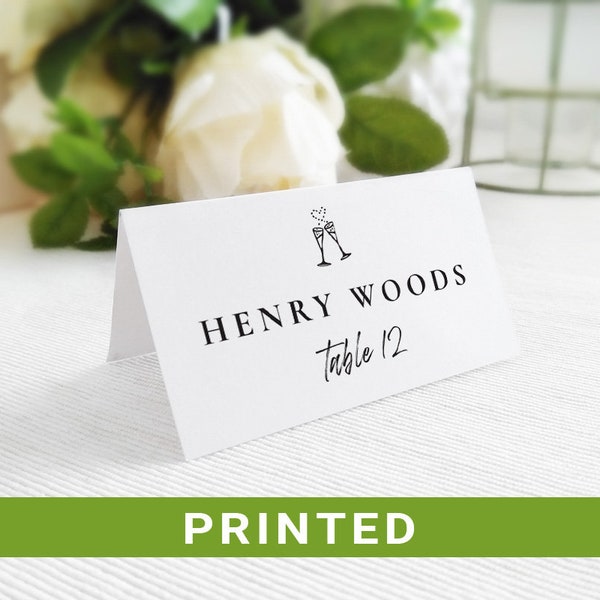 Place cards custom Wedding place cards folded  Placement cards with meal icons  Table name cards   Tent card