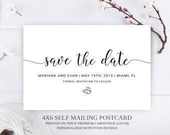 PRINTED   Simple signature wedding save the date postcard / Simple 4X6 wedding save the dates