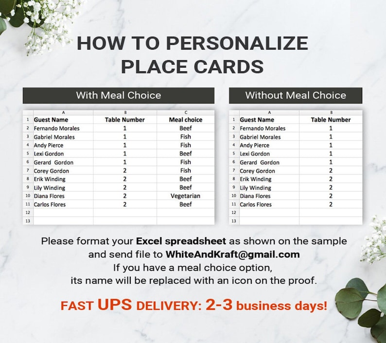 Place Cards Printed Wedding Name Cards Wedding Place Names Etsy