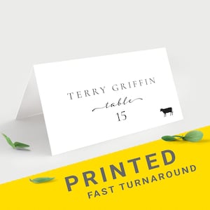 Personalized wedding place cards with meal choice | Table name cards tented | Custom placement cards | dinner cards | Table place Cards