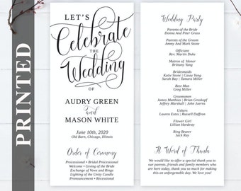 Printed wedding programs  Custom wedding programs  Wedding reception programs   black and white programs for wedding