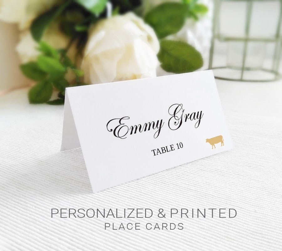 Classic Wedding Place Cards Printed Table Seating Cards Tent Placement Cards Wedding Name Cards Folded Etsy