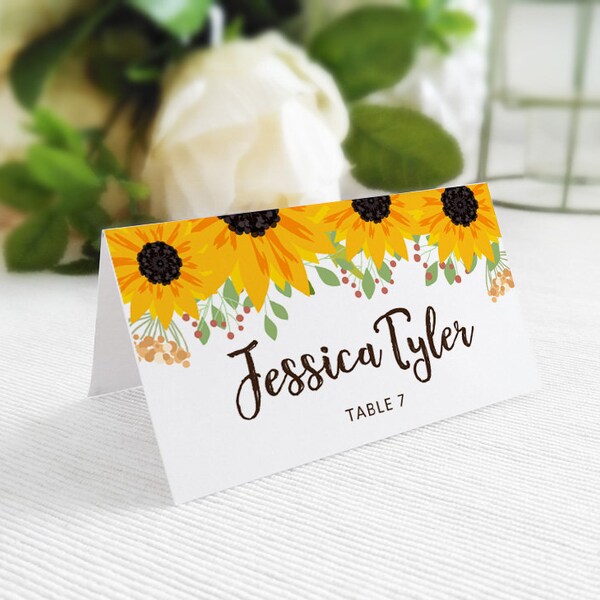 Sunflower Place Card Etsy