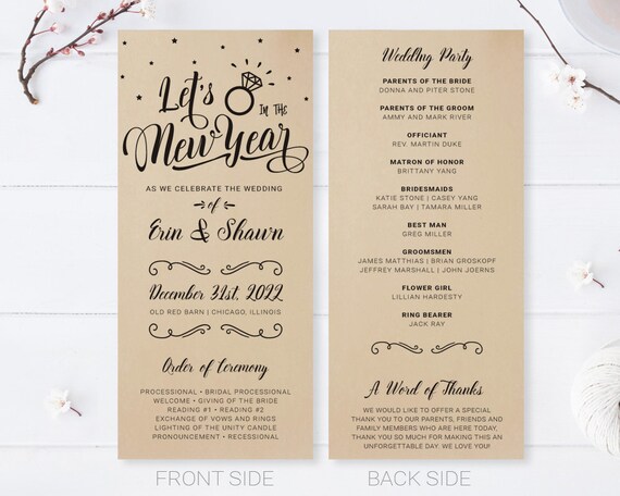 Wedding Program Printed On Premium Paper Modern Calligraphy Programs For Wedding Printed